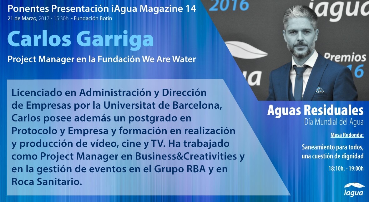 Carlos Garriga We Are Water participará presentación iAgua Magazine 14