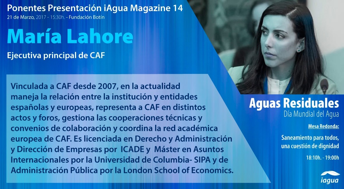 María Lahore (CAF), ponente presentación iAgua Magazine 14