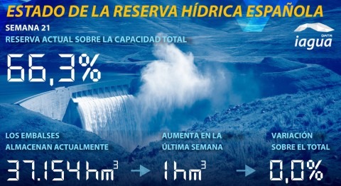 reserva hídrica española continúa estable al 66,3% capacidad total
