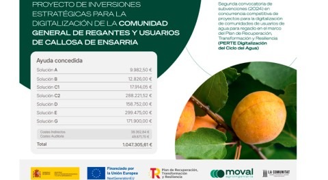 C.G.R. y Usuarios Callosa d’ Sarrià ejecuta proyecto inversiones digitalización