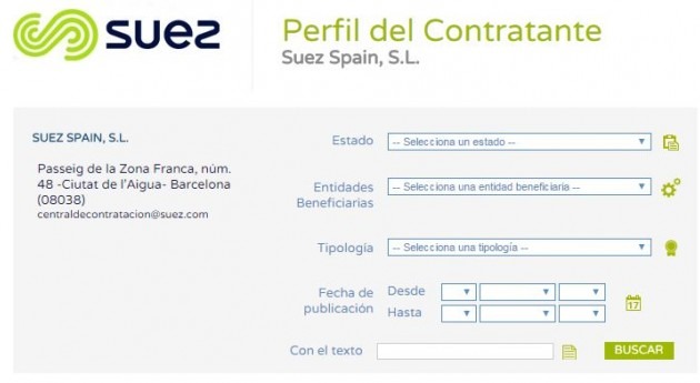 SUEZ Spain lanza página web Perfil Contratante Central Contratación
