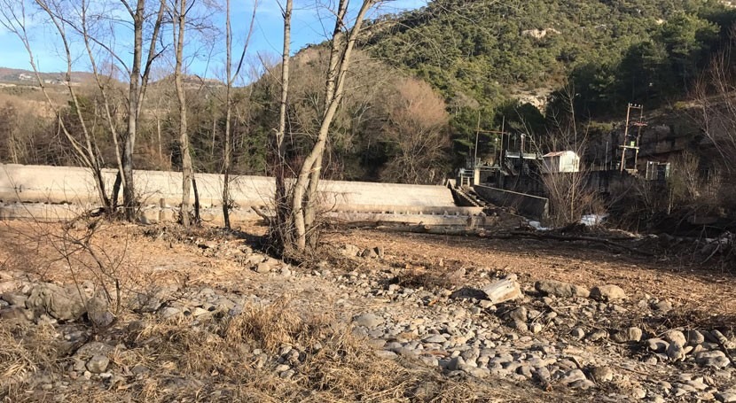Mejorada capacidad desagüe río Noguera Pallaresa Pobla Segur, Lleida