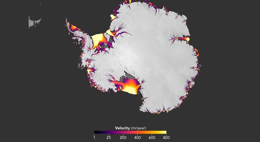 nuevo mapa satélite mide descarga hielo Antártida