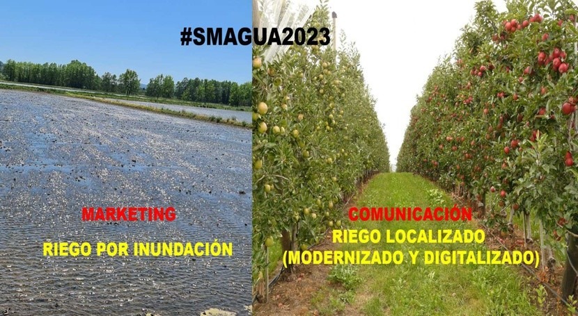 Marketing: riego inundación. Comunicación: riego modernizado y digitalizado