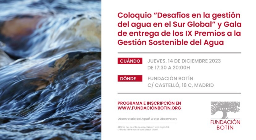 Coloquio: Desafíos gestión agua Sur Global y Entrega IX Premios Gestión Sostenible Agua