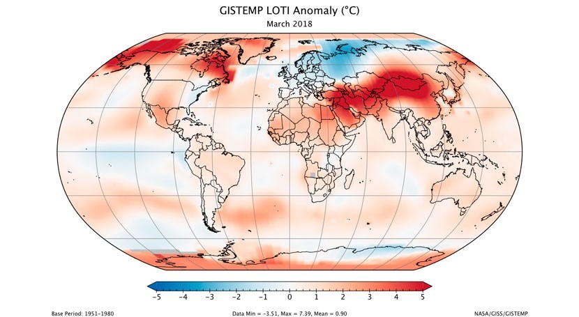 Marzo 2018, seis marzos más calurosos 1880