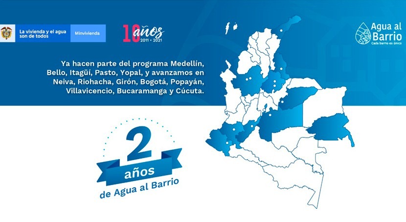 76.000 colombianos se han beneficiado primeros 2 años programa Agua al Barrio